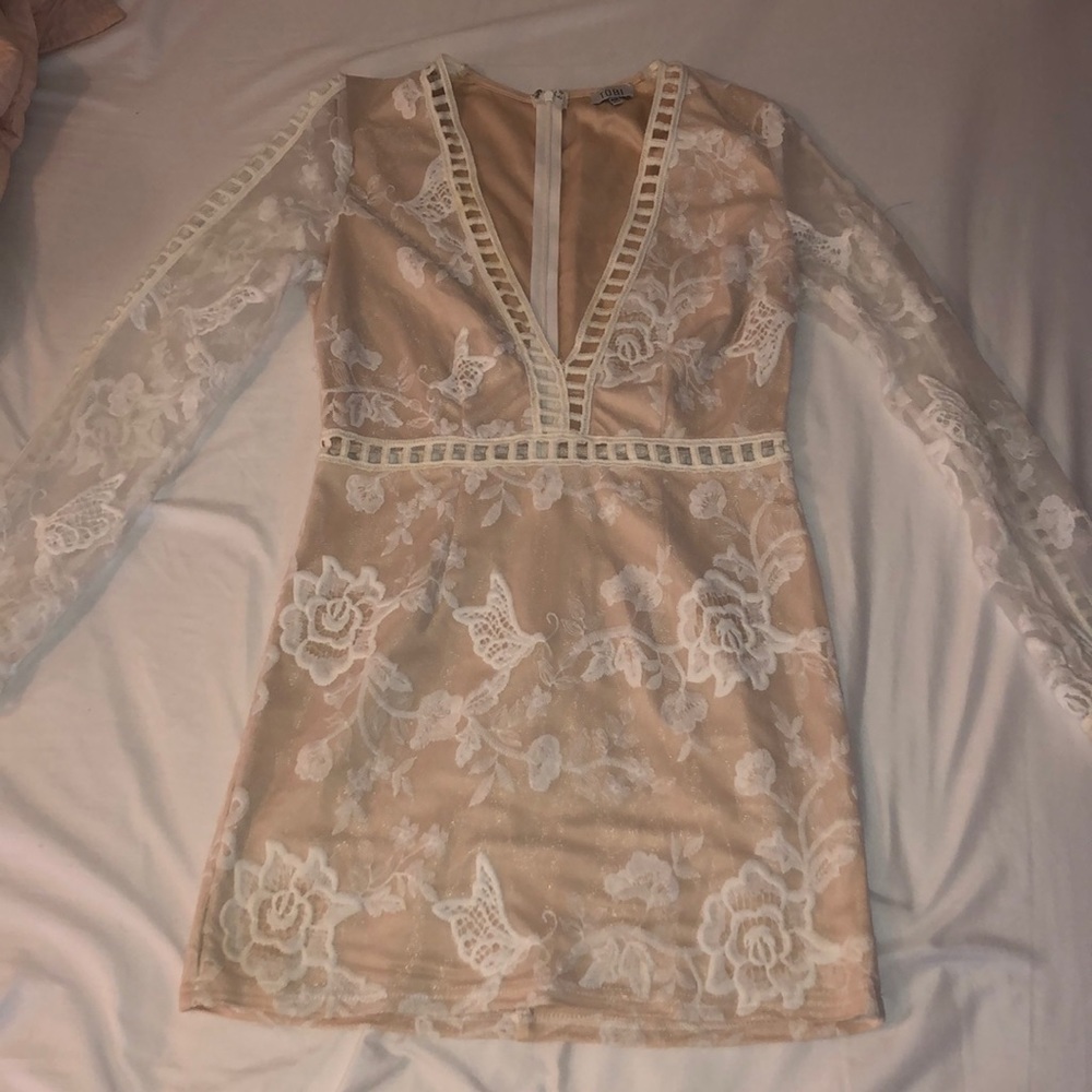 Nude/lace overlay TOBI party dress